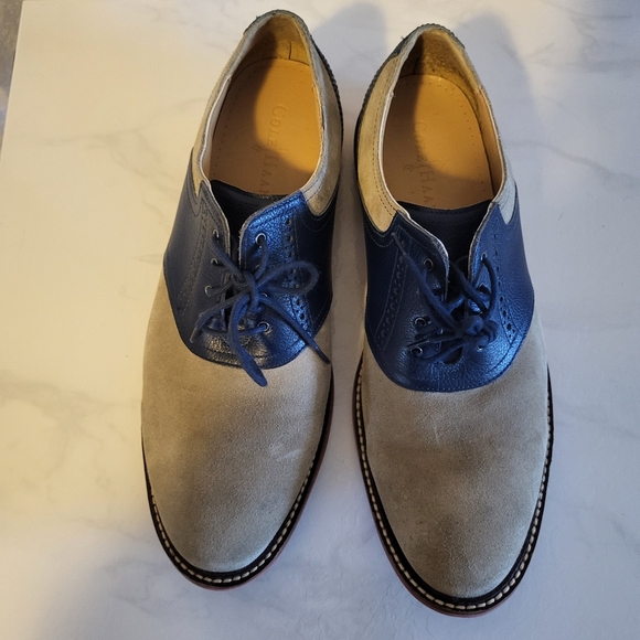 Cole Haan Men's Shoes, Suede Color Tan and Blue, Oxford Size 10.5m, Classic - Picture 4 of 13